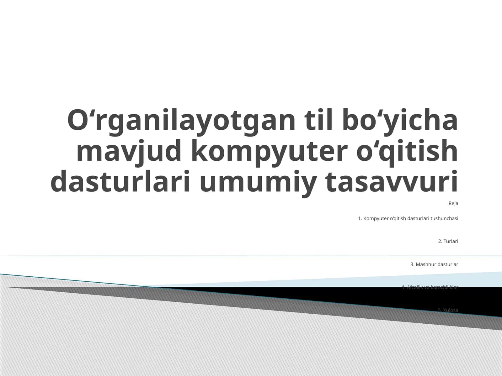 O‘rganilayotgan til bo‘yicha mavjud kompyuter o‘qitish dasturlari umumiy tasavvuri