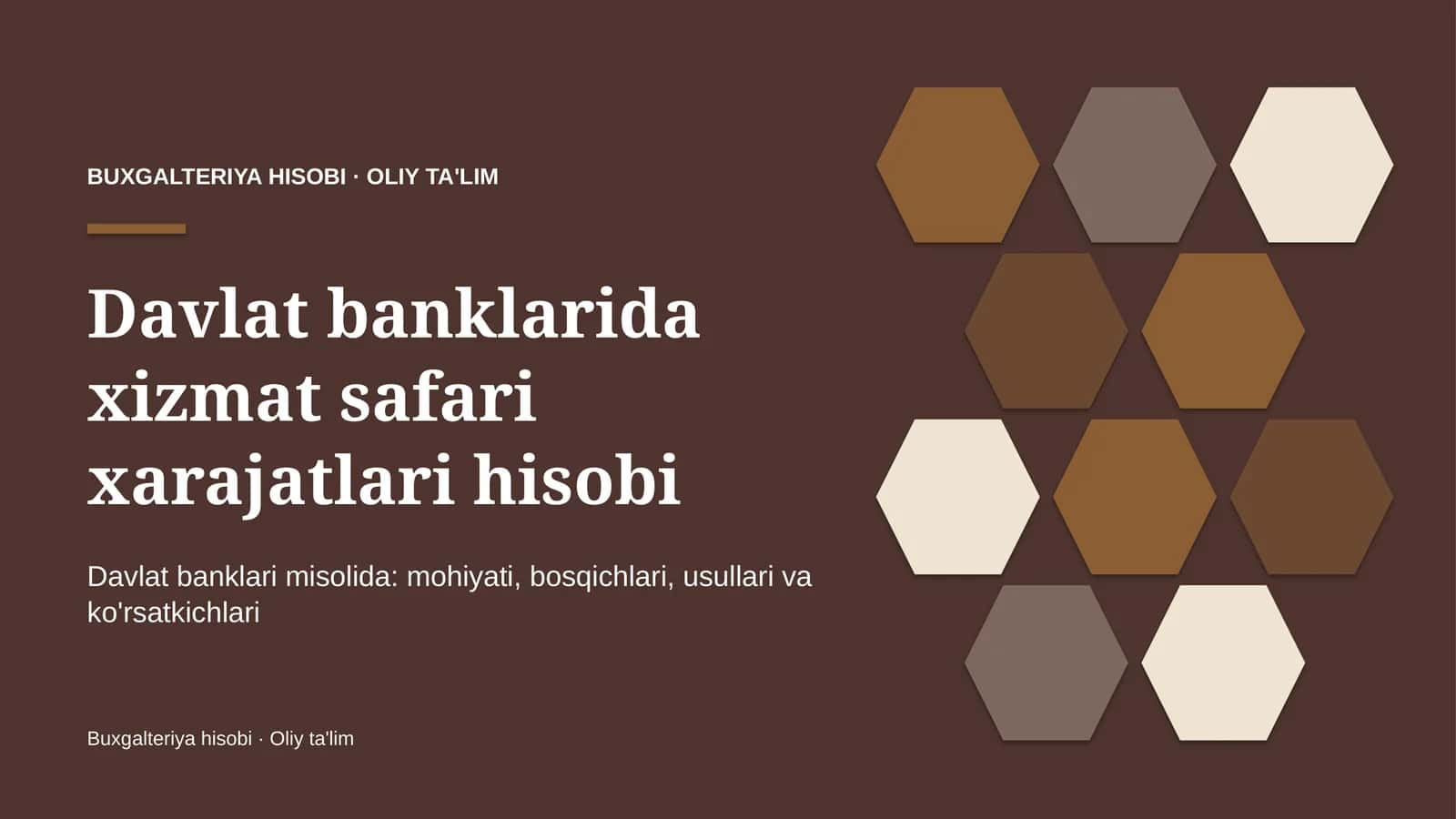 Davlat banklarida xizmat safari xarajatlari hisobi