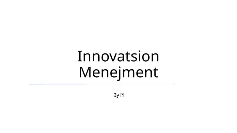Innovatsion Menejment
