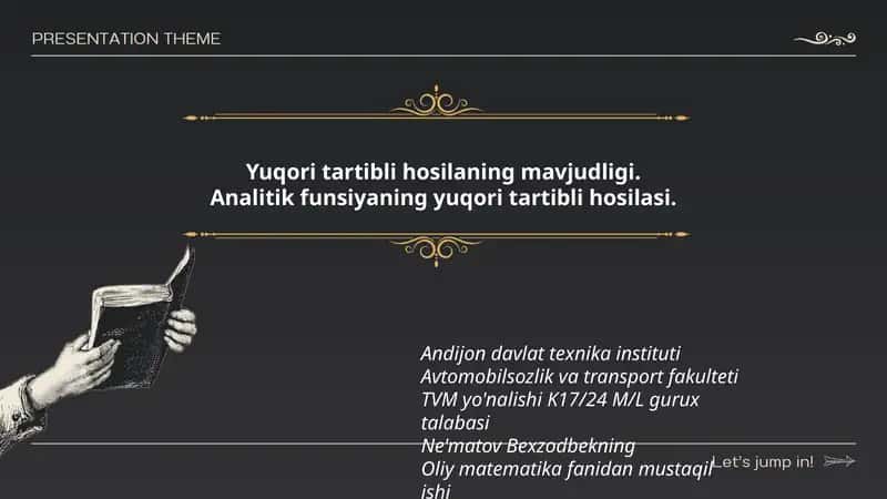 Oliy matematika fanidan mustaqil ish