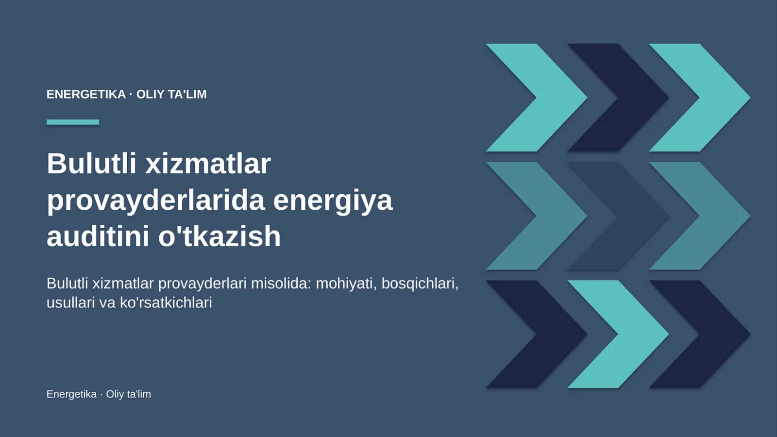 Bulutli xizmatlar provayderlarida energiya auditini o'tkazish
