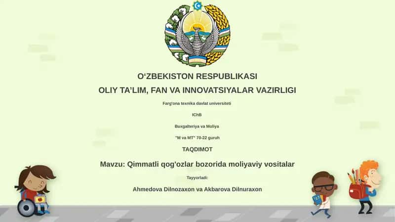Qimmatli qog'ozlar bozorida moliyaviy vositalar