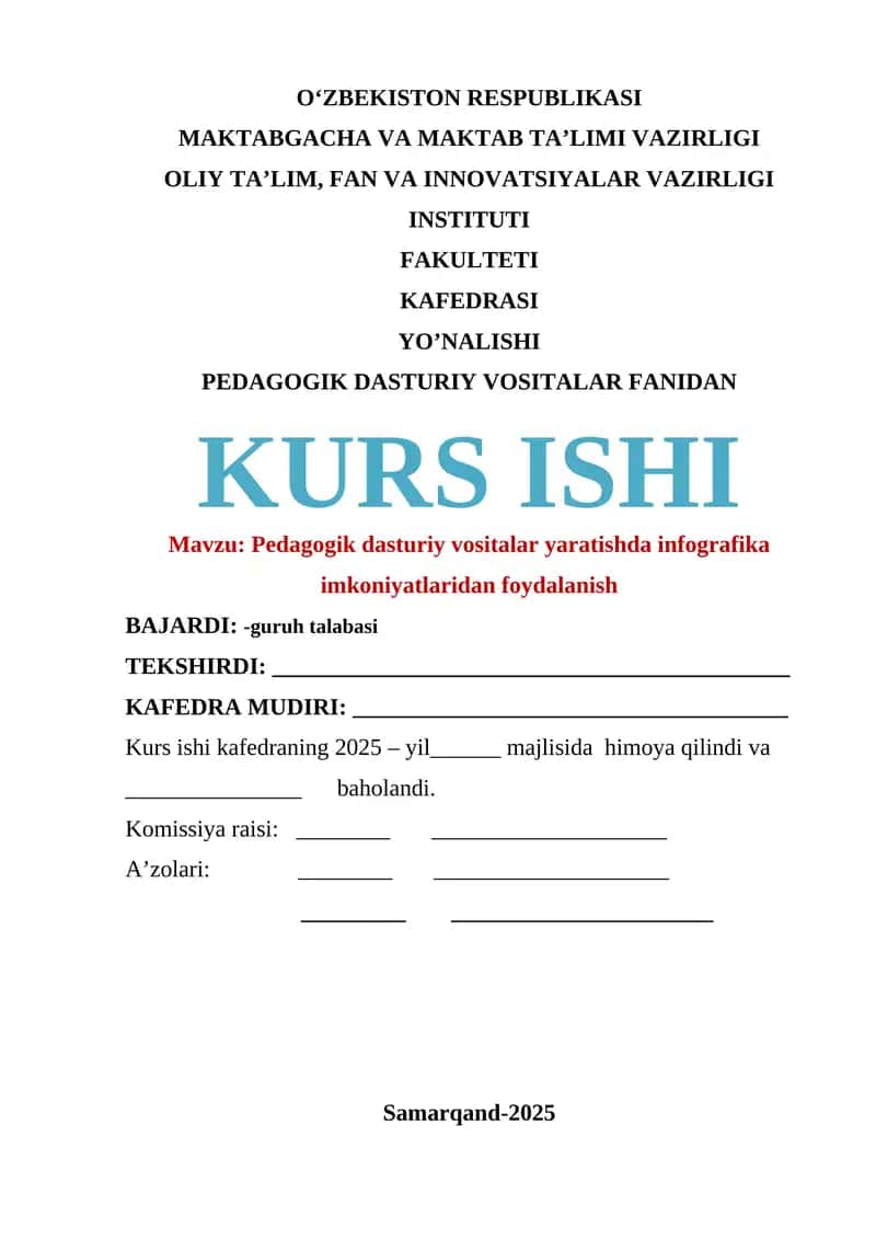Pedagogik dasturiy vositalar yaratishda infografika imkoniyatlaridan foydalanish