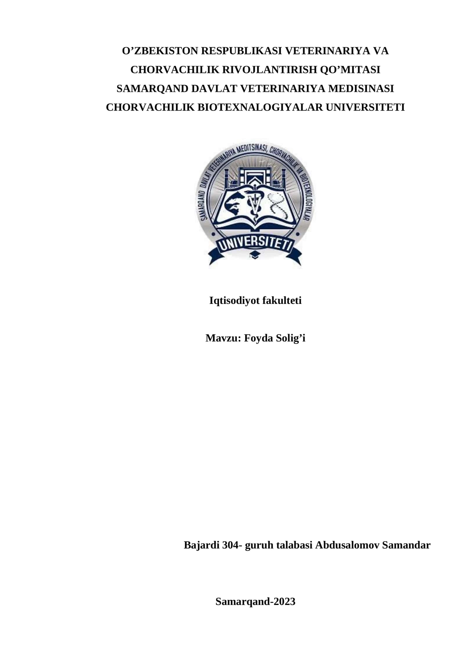 Foyda Solig’i