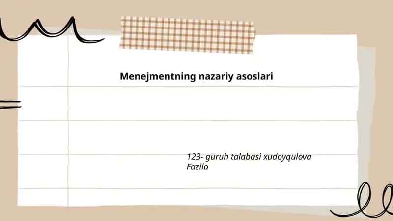 Menejmentning nazariy asoslari