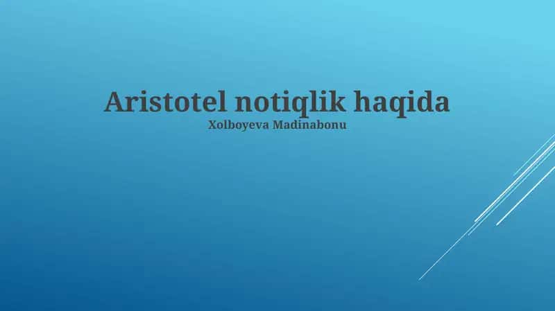Aristotel notiqlik haqida