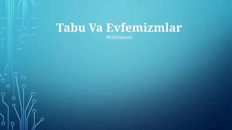 Tabu Va Evfemizmlar