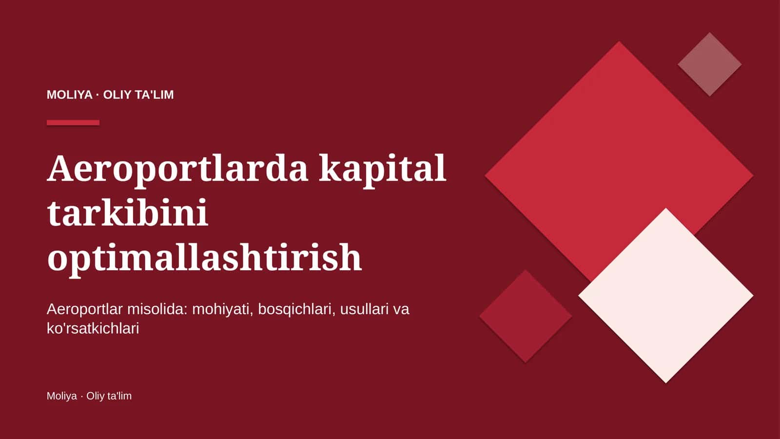 Aeroportlarda kapital tarkibini optimallashtirish