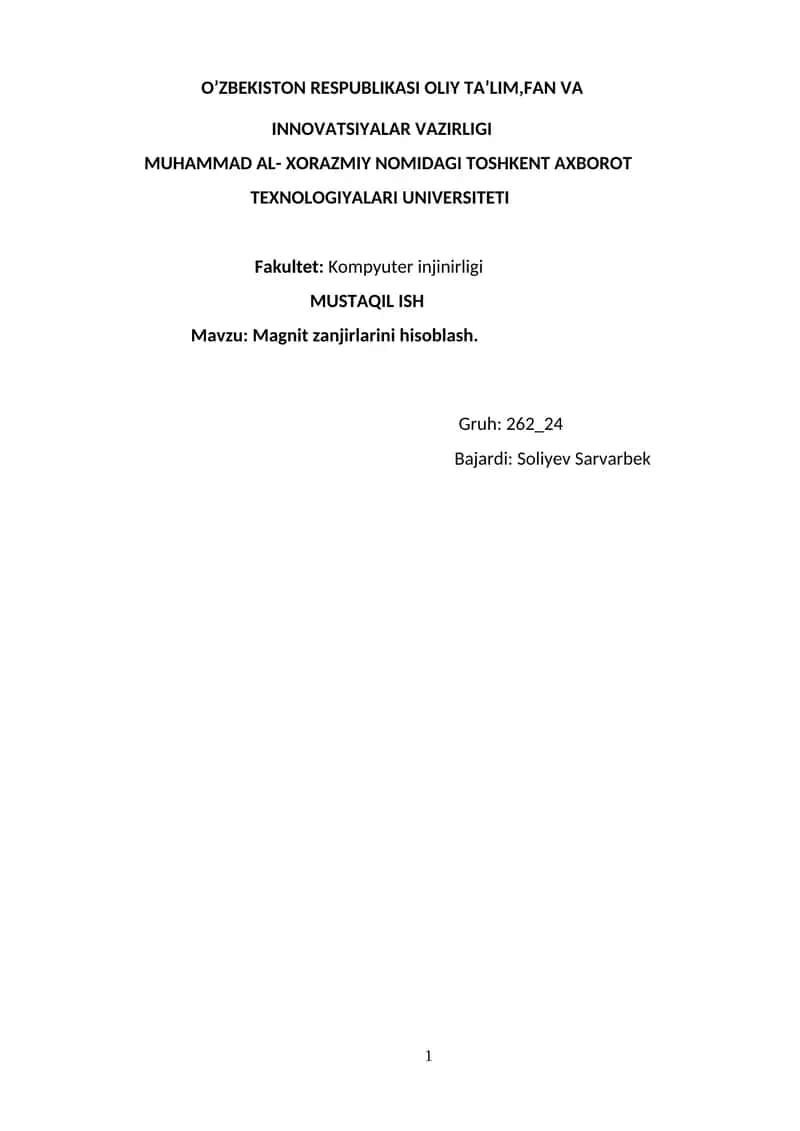 Magnit zanjirlarini hisoblash