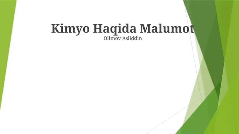 Kimyo Haqida Malumot