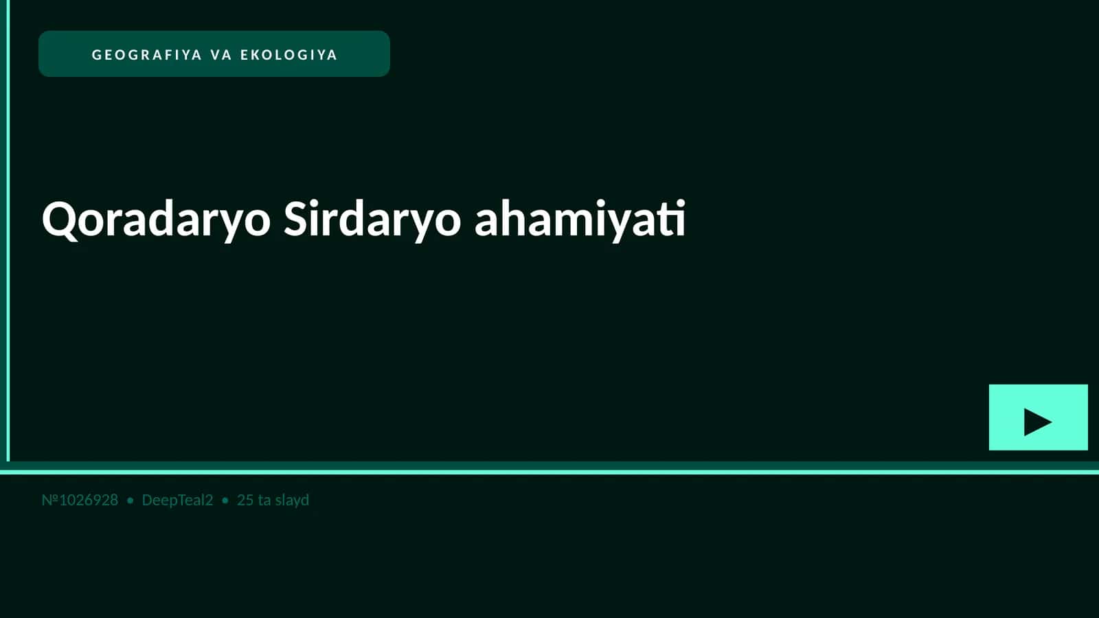GEOGRAFIYA VA EKOLOGIYA Qoradaryo Sirdaryo ahamiyati