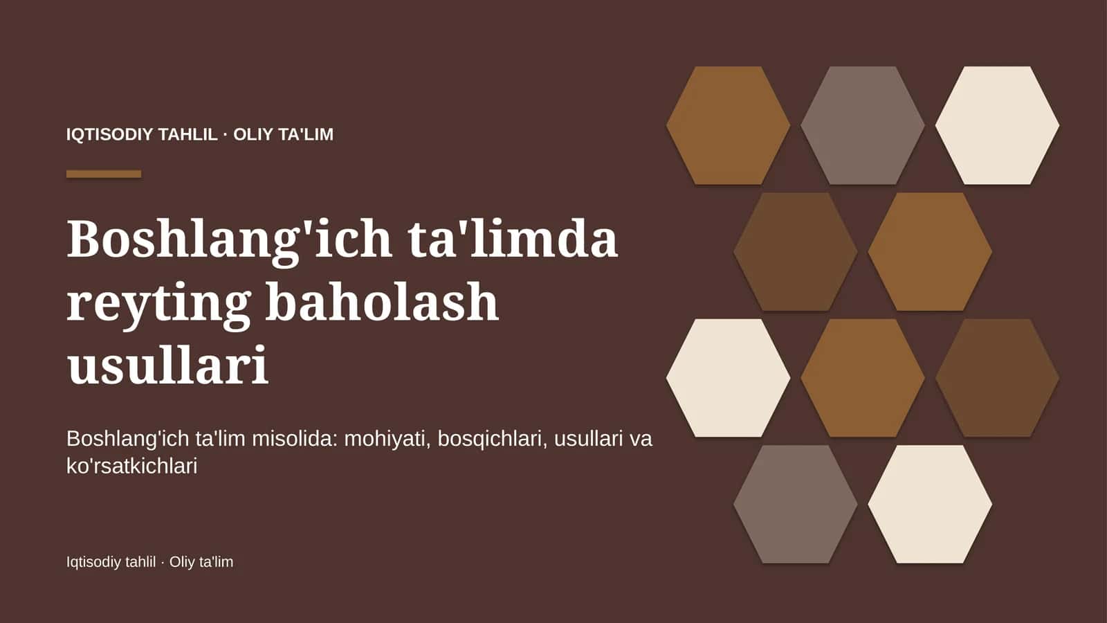 Boshlang'ich ta'limda reyting baholash usullari