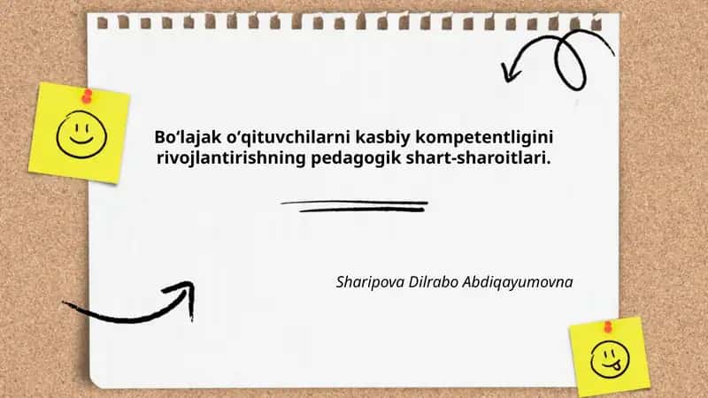 Boʻlajak oʻqituvchilarni kasbiy kompetentligini rivojlantirishning pedagogik shart-sharoitlari