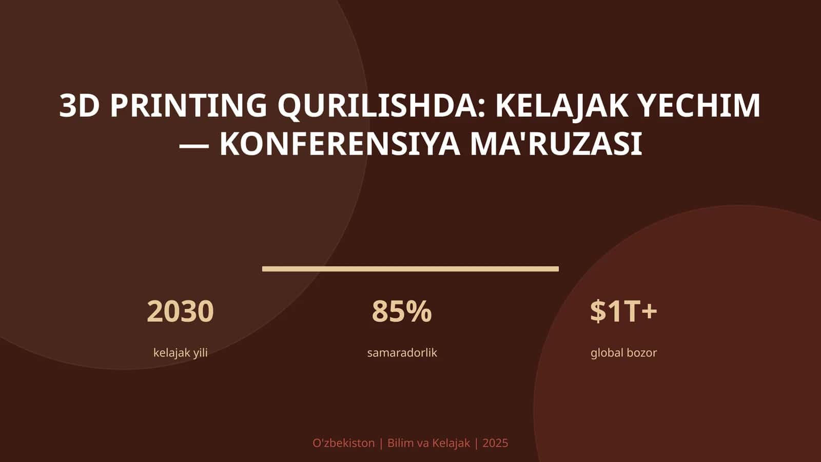 3D printing qurilishda: kelajak yechim — konferensiya ma'ruzasi