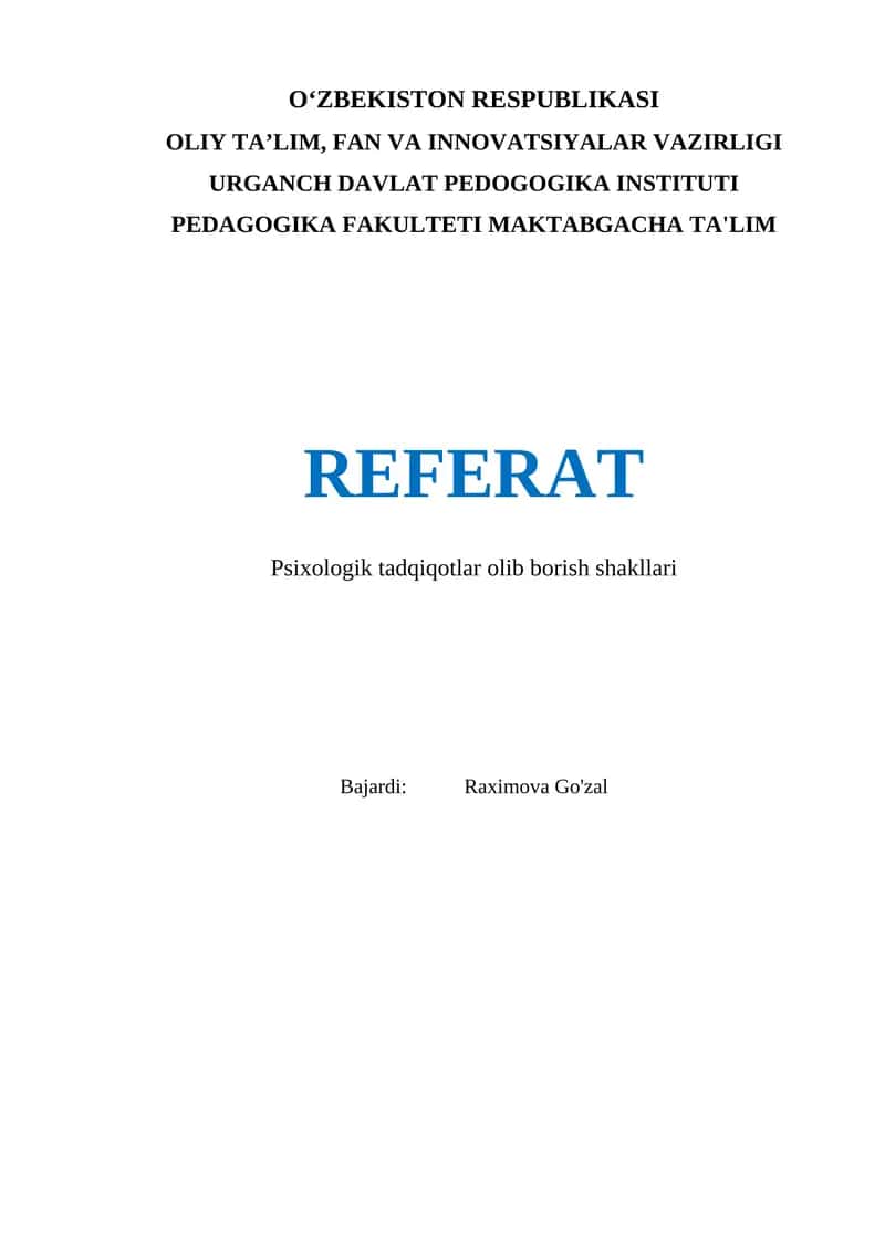 Psixologik tadqiqotlar olib borish shakllari