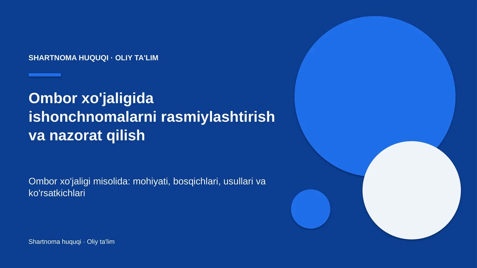 Ombor xo'jaligida ishonchnomalarni rasmiylashtirish va nazorat qilish