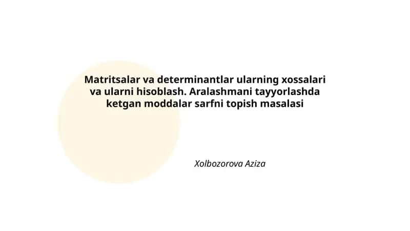 Matritsalar va Determinantlar
