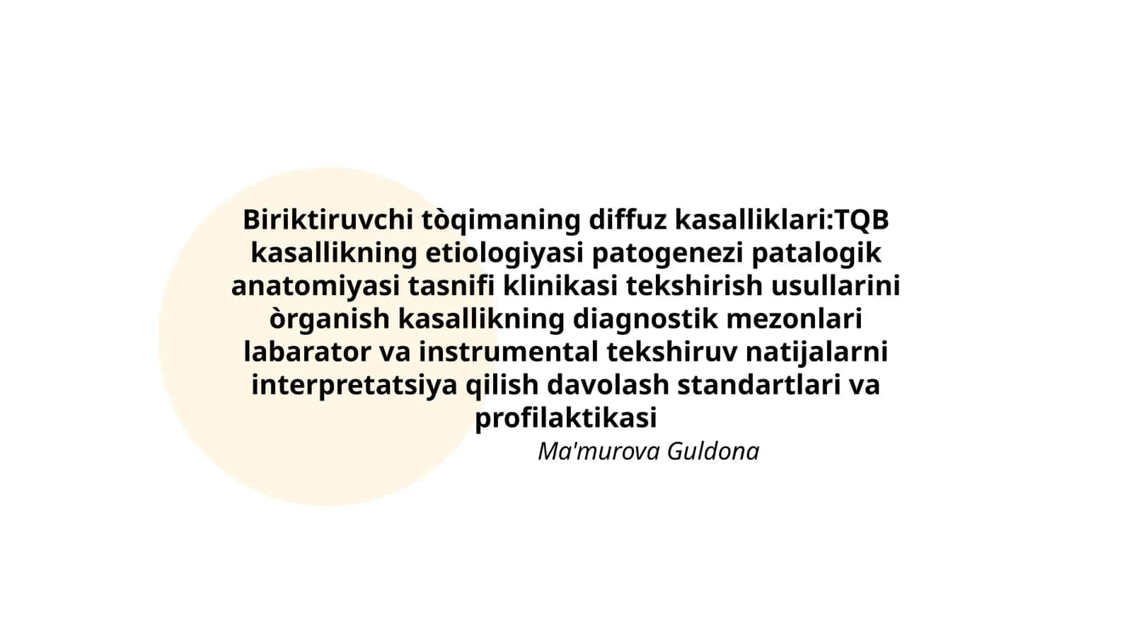 Biriktiruvchi tòqimaning diffuz kasalliklari:TQB