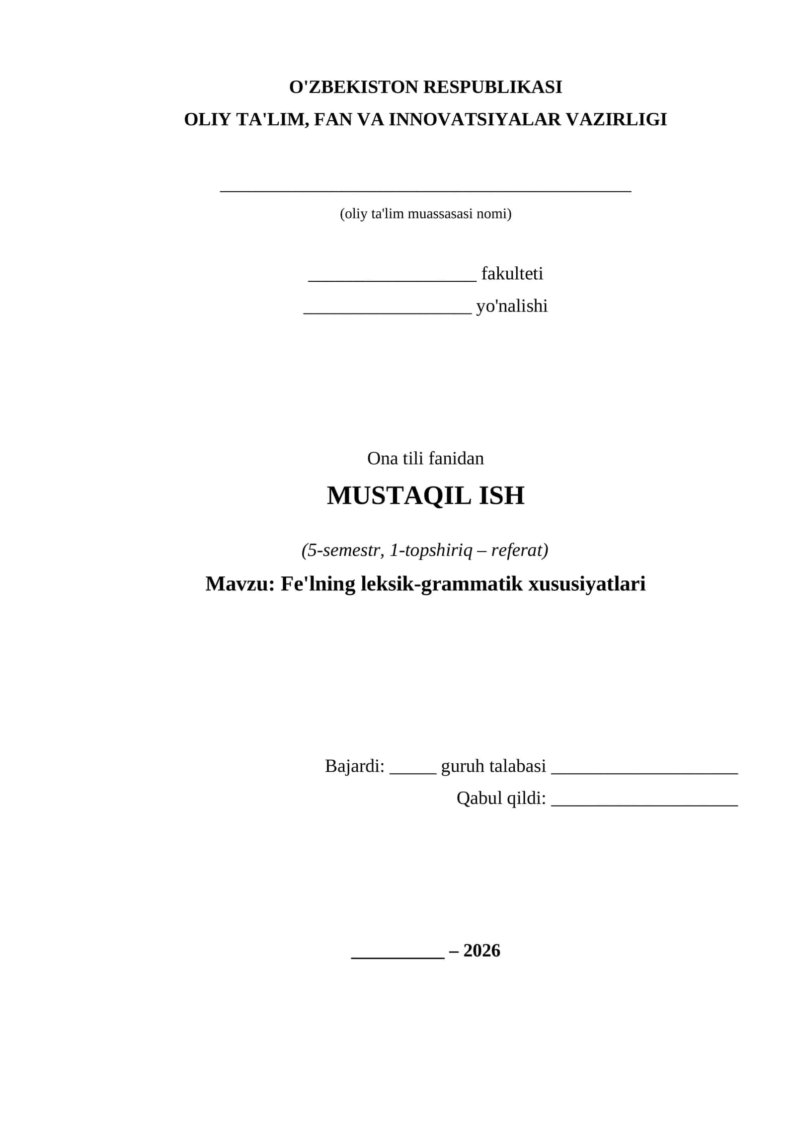 Fe'lning leksik-grammatik xususiyatlari