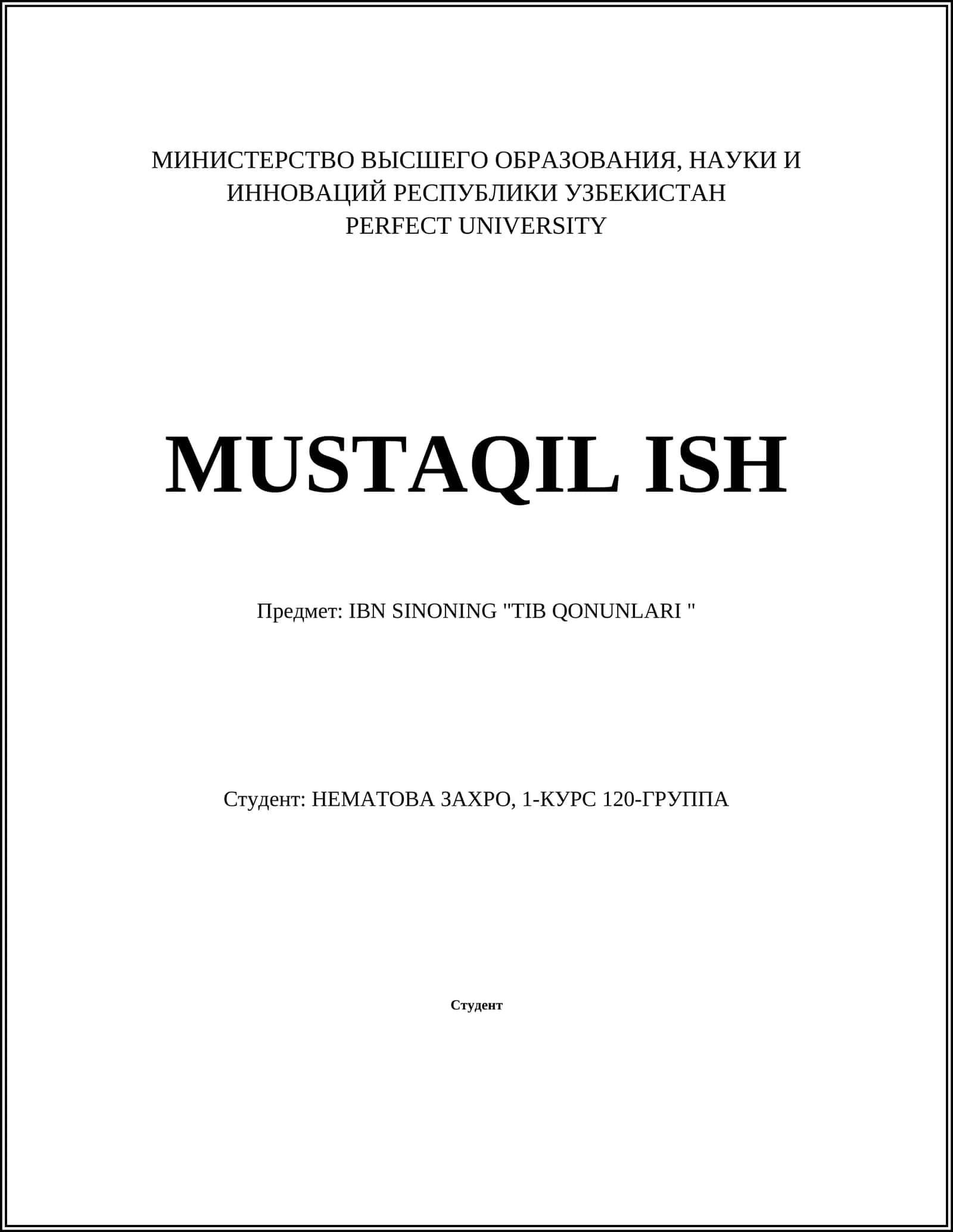 IBN SINONING "TIB QONUNLARI "