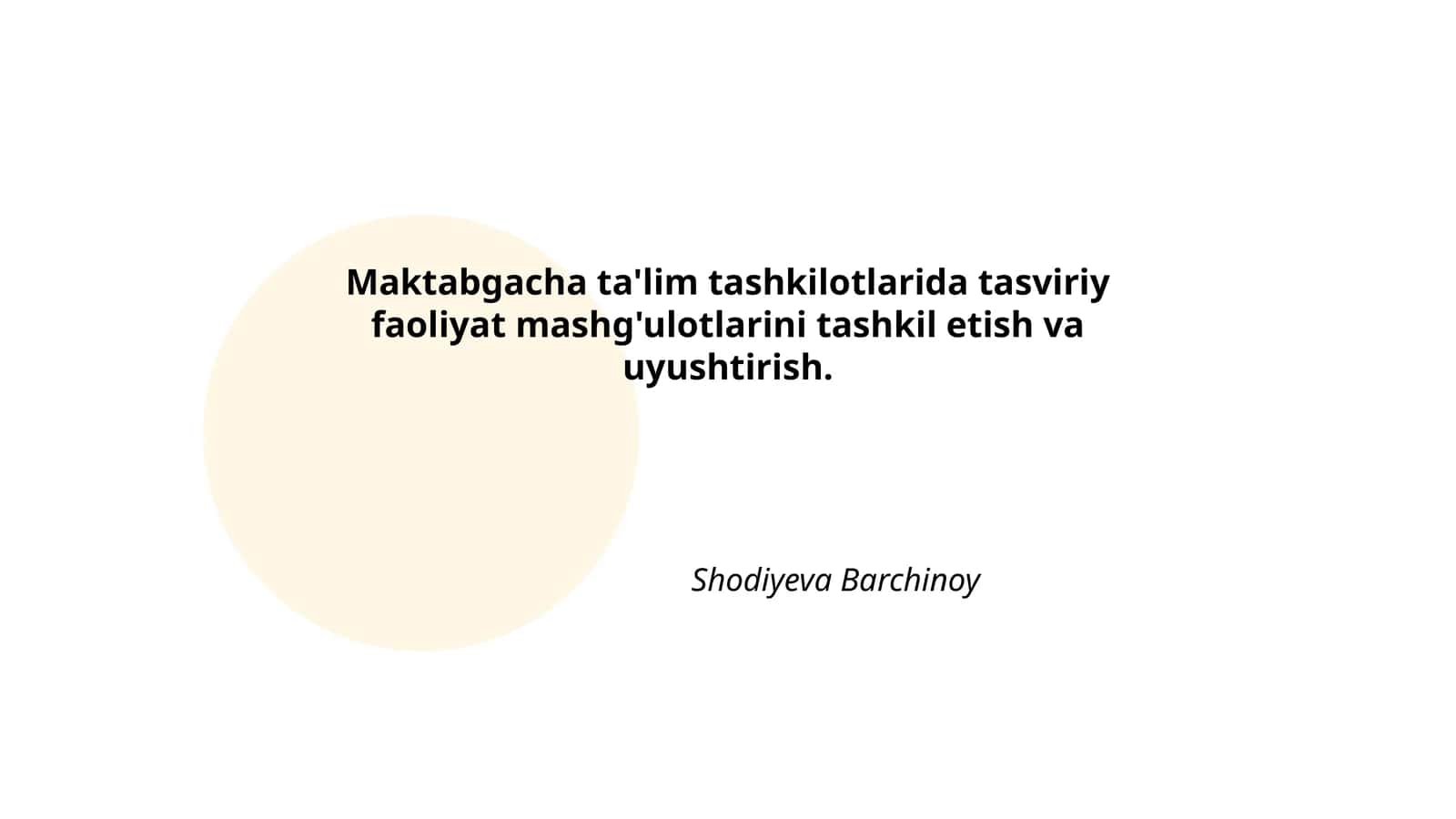 Maktabgacha ta'lim tashkilotlarida tasviriy faoliyat mashg'ulotlarini tashkil etish va uyushtirish