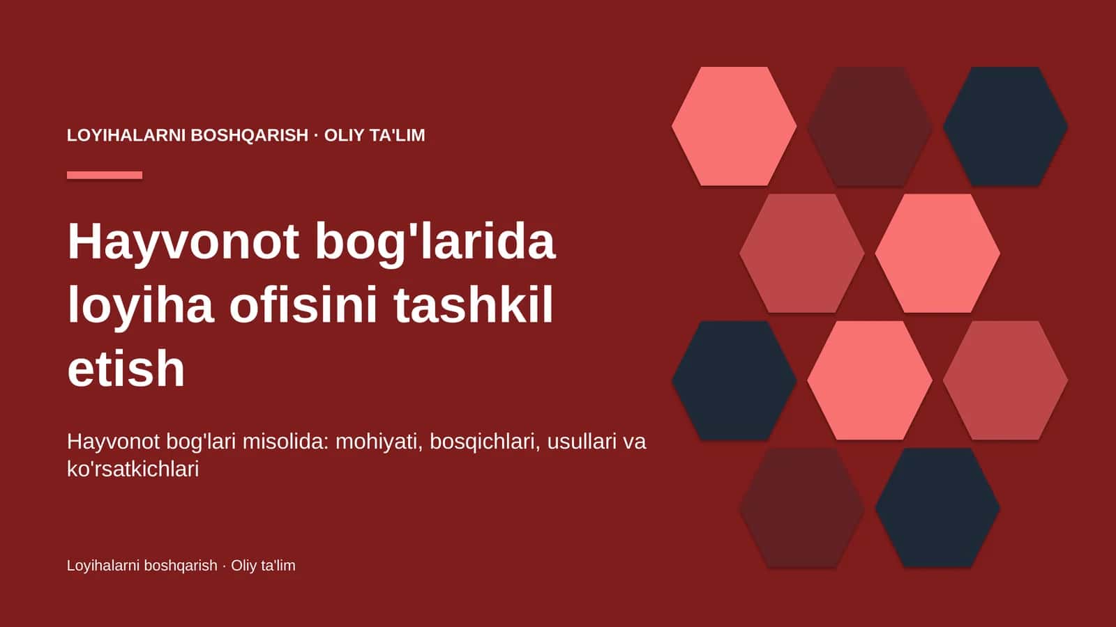 Hayvonot bog'larida loyiha ofisini tashkil etish