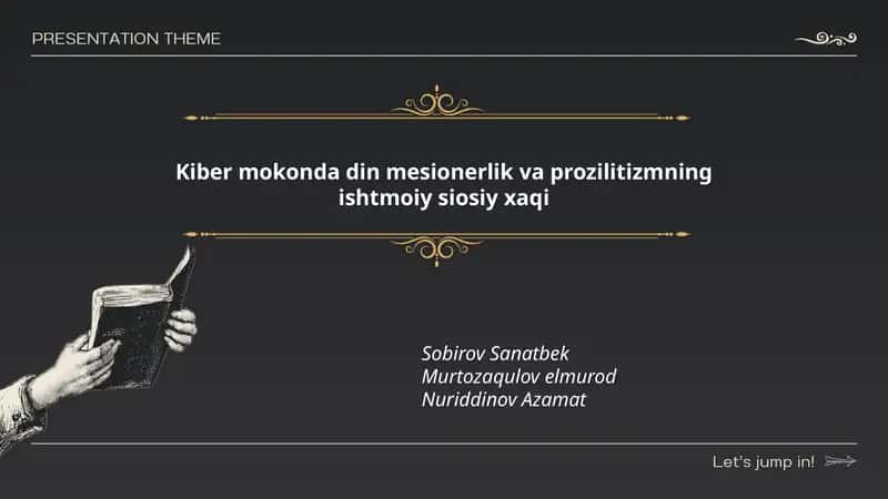 Kiber mokonda din mesionerlik va prozilitizmning ishtmoiy siosiy xaqi