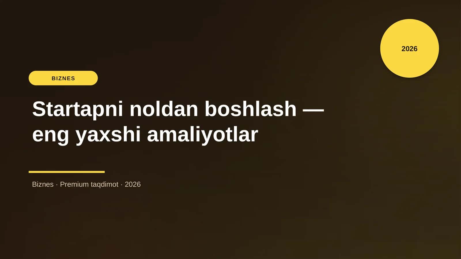 Startapni noldan boshlash
