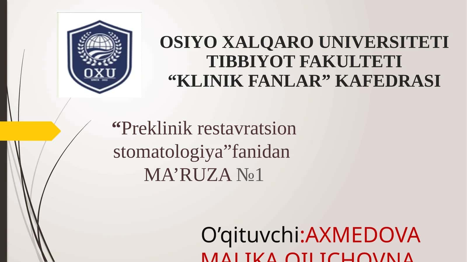 Preklinik restavratsion stomatologiya