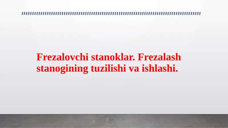 Frezalash stanoklari