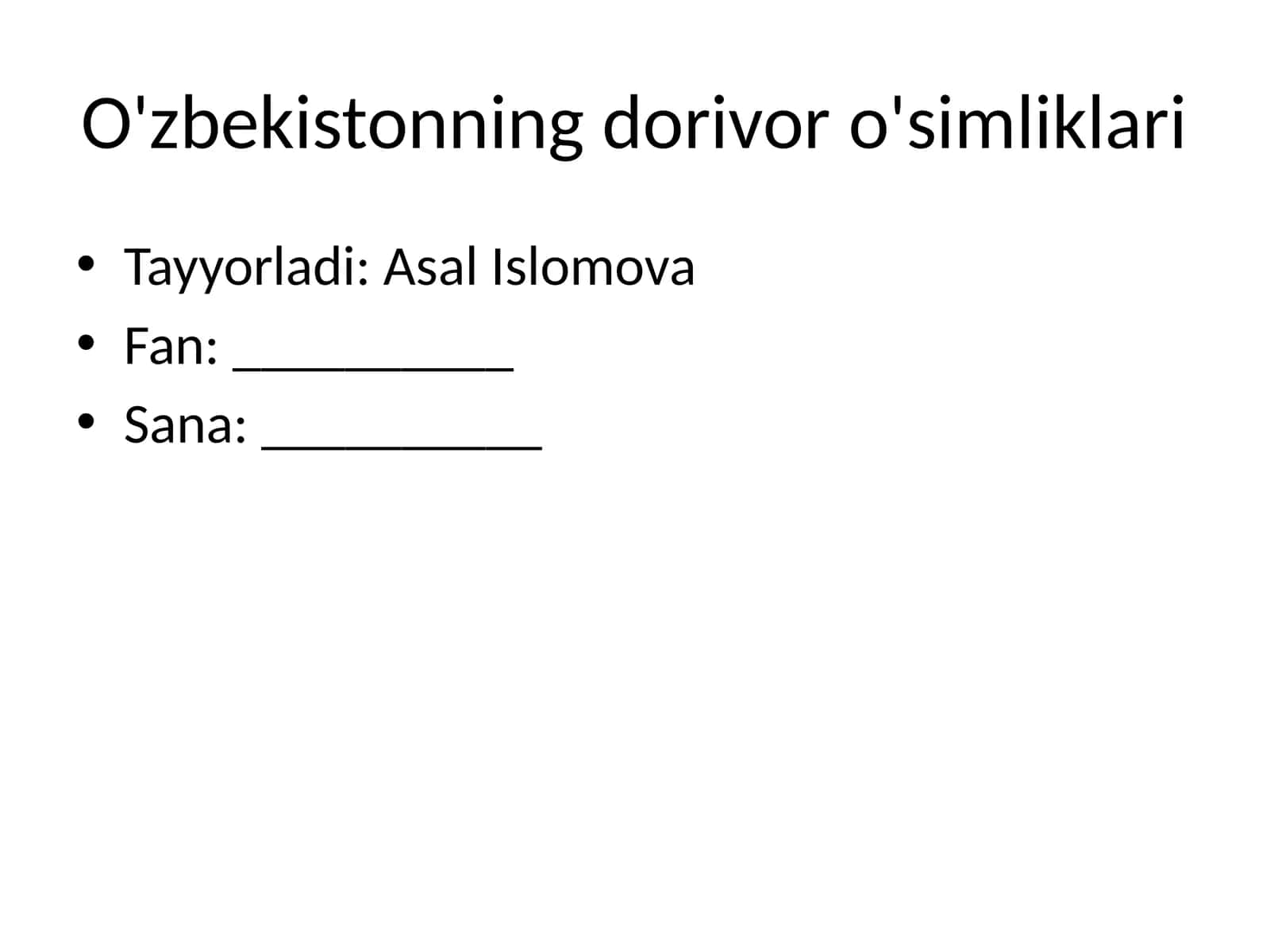 O'zbekistonning dorivor o'simliklari