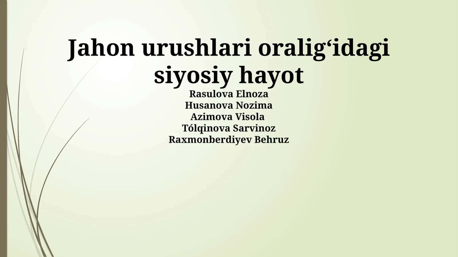 Jahon urushlari oralig‘idagi siyosiy hayot
