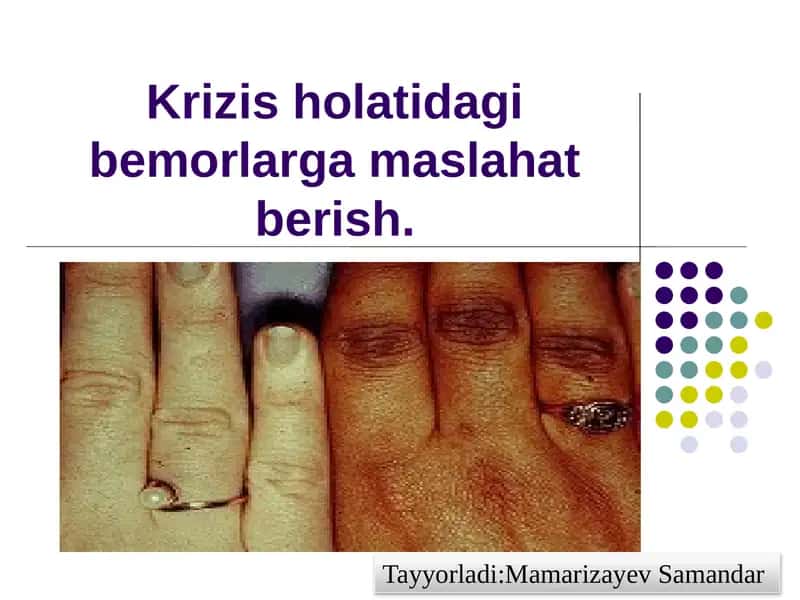 Krizisholatidagibemorlargamaslahatberish