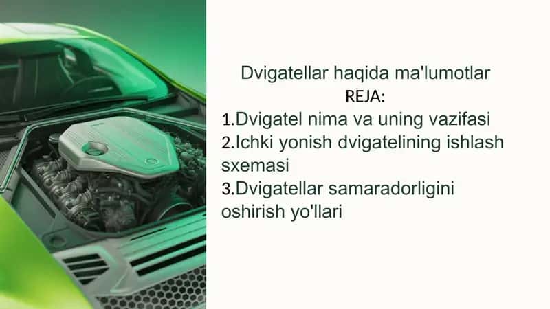 Dvigatellar haqida ma'lumotlar