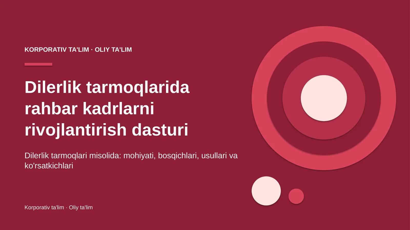 Dilerlik tarmoqlarida rahbar kadrlarni rivojlantirish dasturi