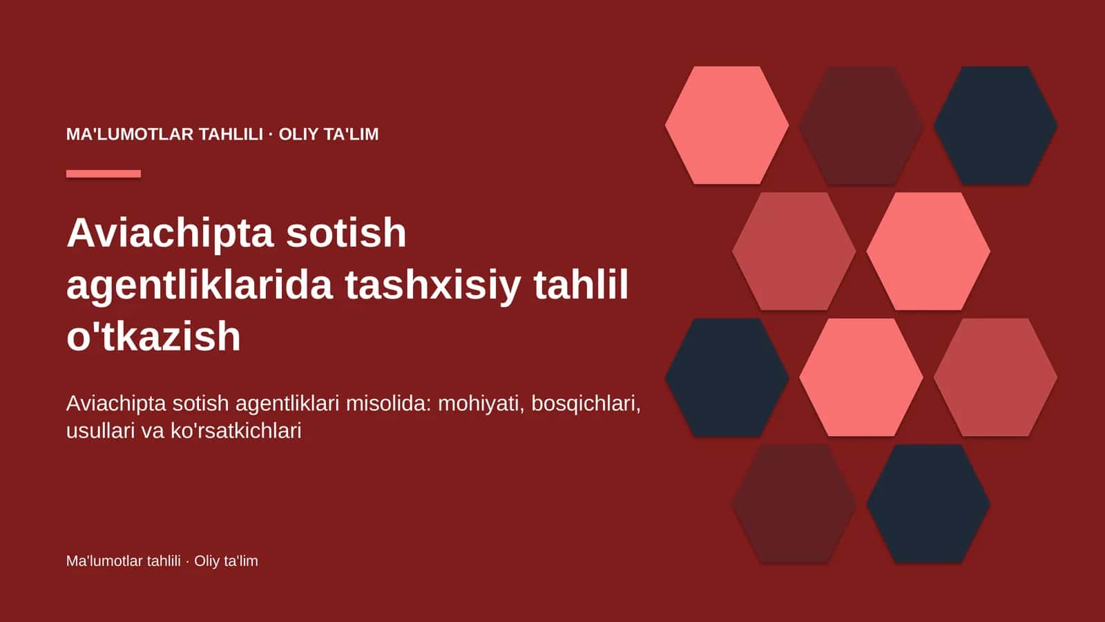 Aviachipta sotish agentliklarida tashxisiy tahlil o'tkazish