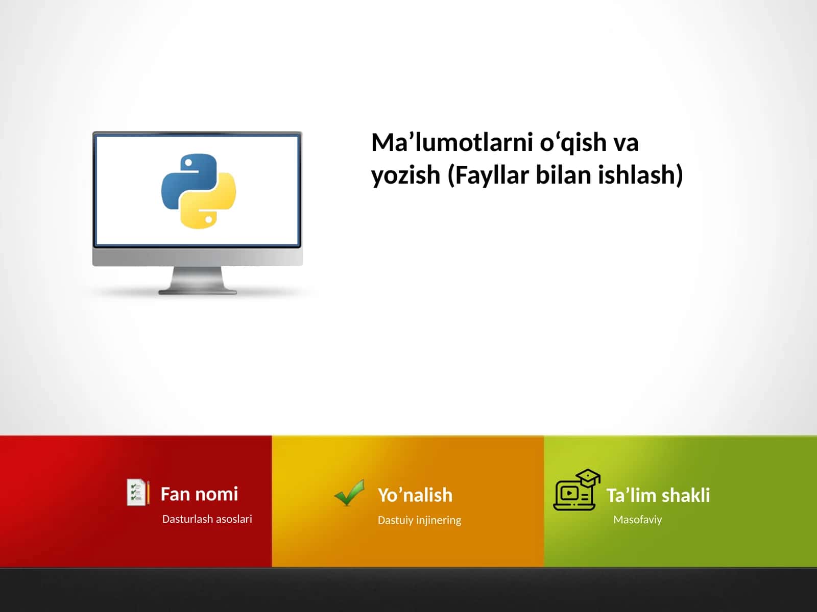 Ma’lumotlarni o‘qish va yozish (Fayllar bilan ishlash)