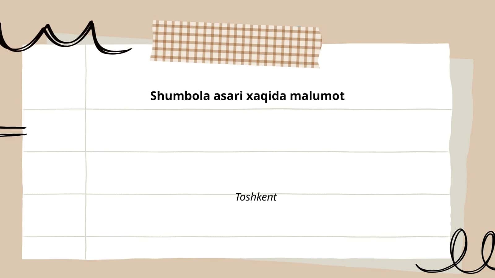 Shumbola asari xaqida malumot