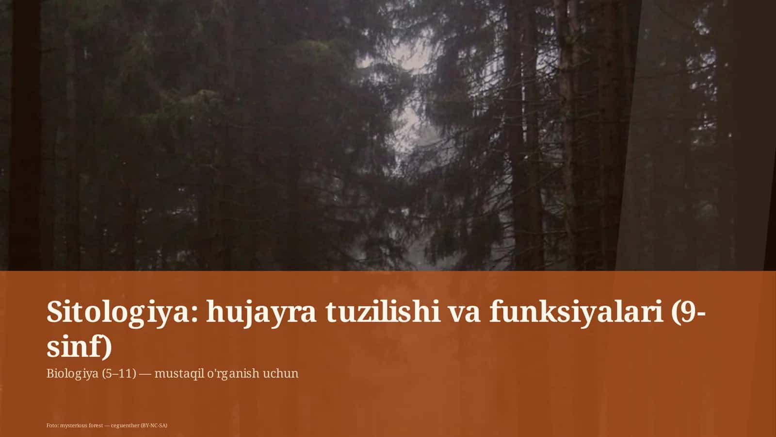 Sitologiya: hujayra tuzilishi va funksiyalari (9-sinf)