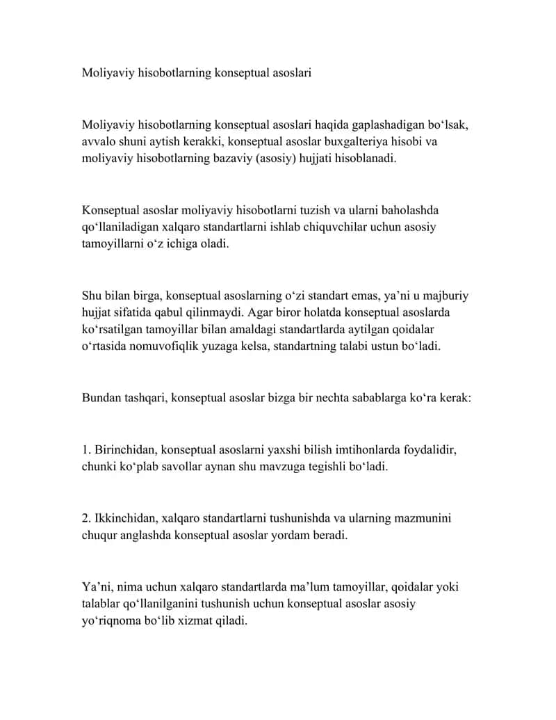 Moliyaviy hisobotlarning konseptual asoslari