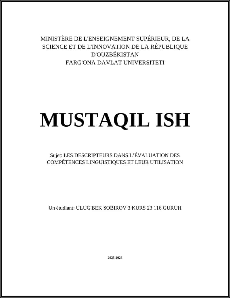 LES DESCRIPTEURS DANS L’ÉVALUATION DES COMPÉTENCES LINGUISTIQUES