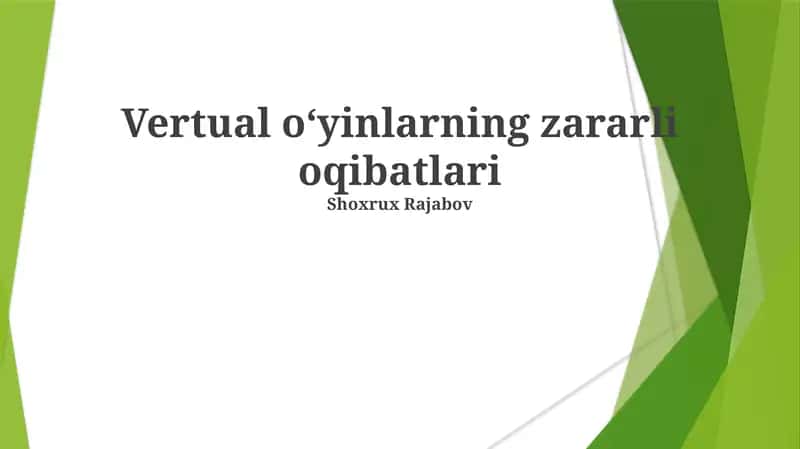 Vertual oʻyinlarning zararli oqibatlari