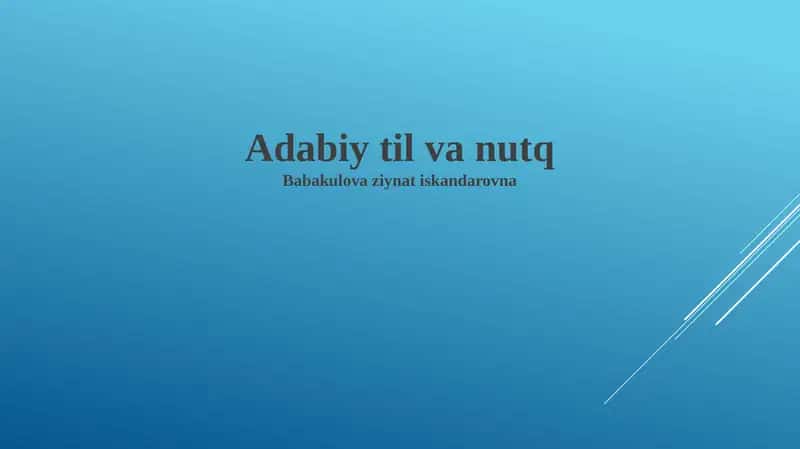 Adabiy til va nutq