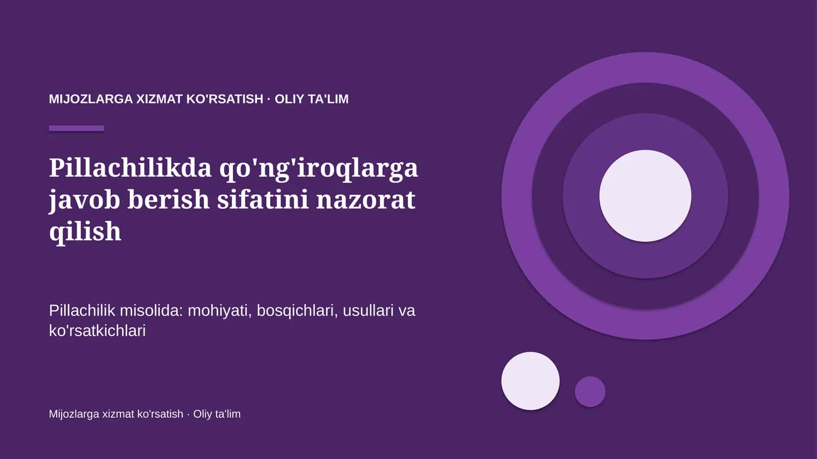 Pillachilikda qo'ng'iroqlarga javob berish sifatini nazorat qilish