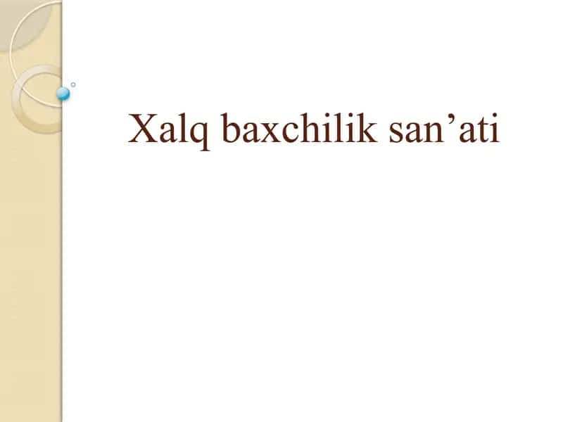 Xalq baxchilik san’ati
