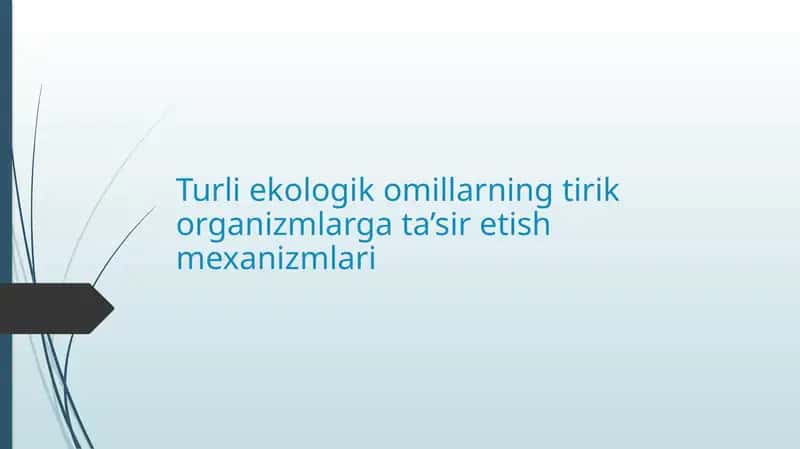 Turli ekologik omillarning tirik organizmlarga ta’sir etish mexanizmlari
