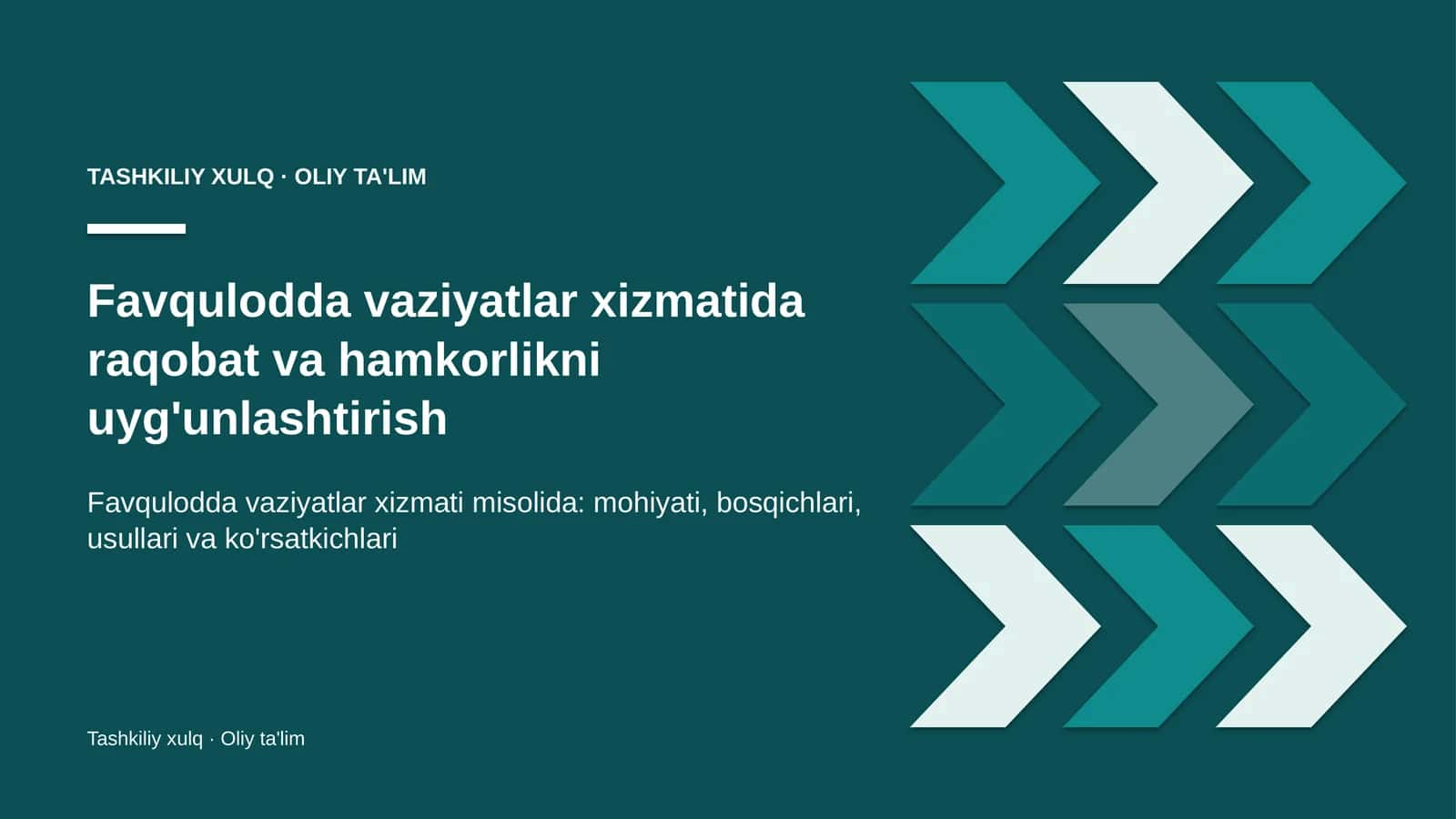 Favqulodda vaziyatlar xizmatida raqobat va hamkorlikni uyg'unlashtirish