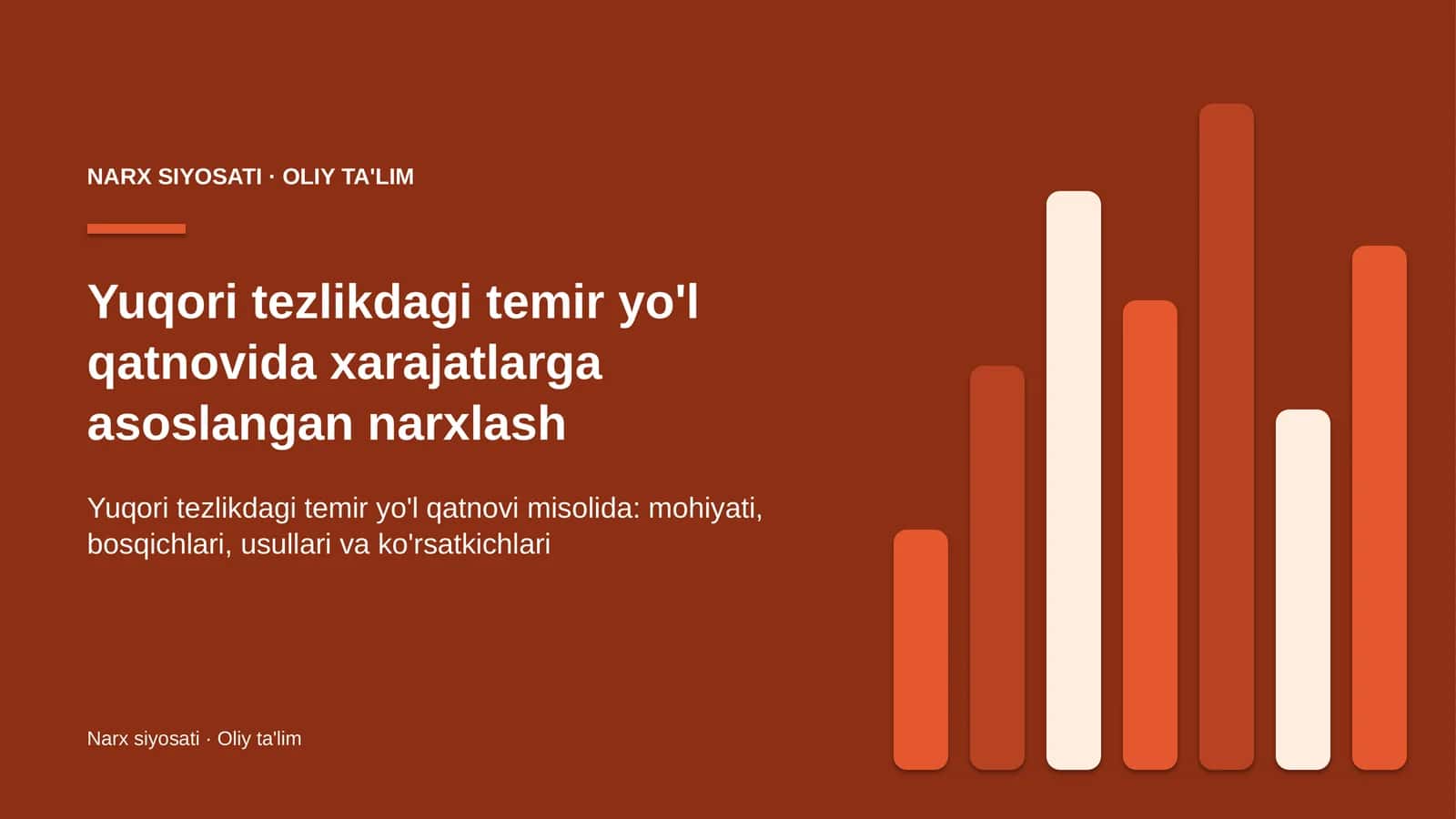 yuqori tezlikdagi temir yo'l qatnovida xarajatlarga asoslangan narxlash 9339