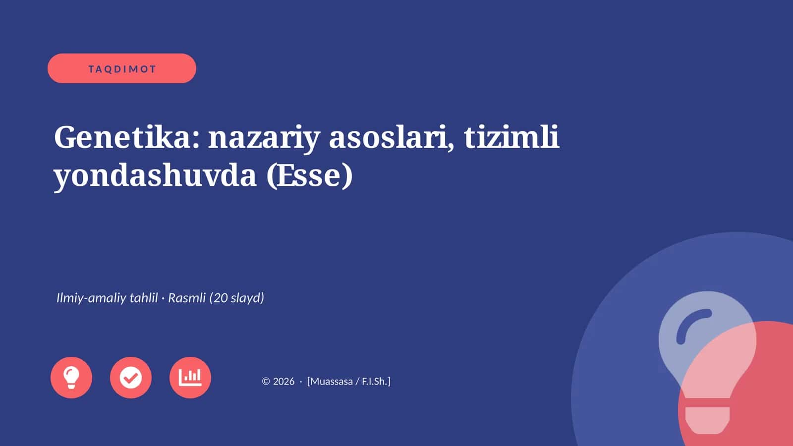 Genetika: nazariy asoslari, tizimli yondashuvda (Esse)