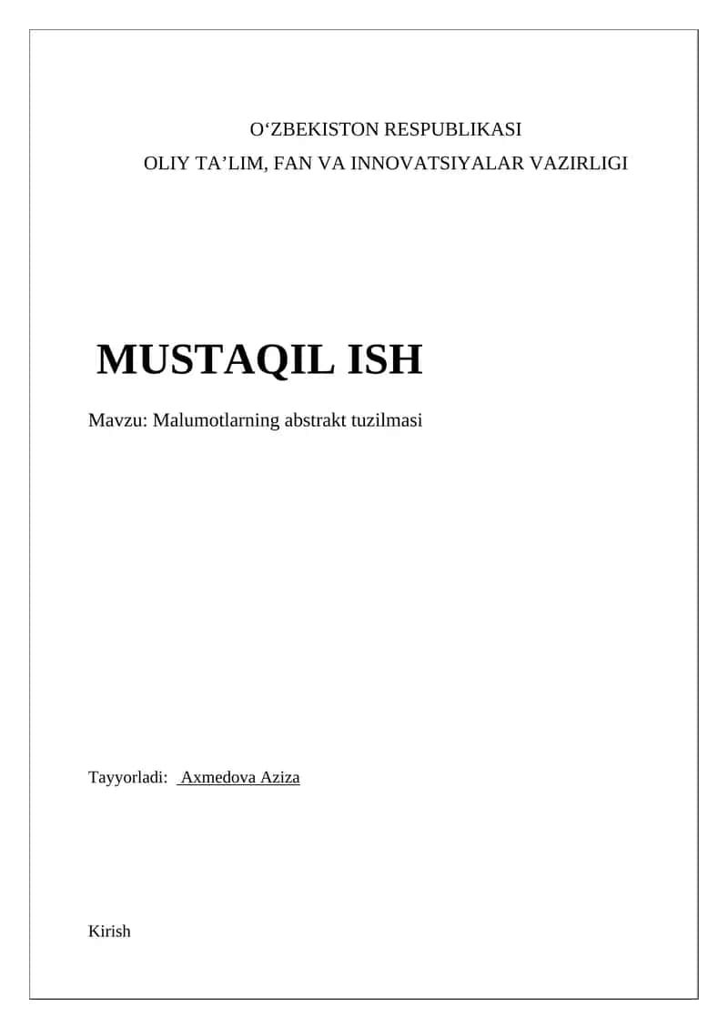 Malumotlarning abstrakt tuzilmasi